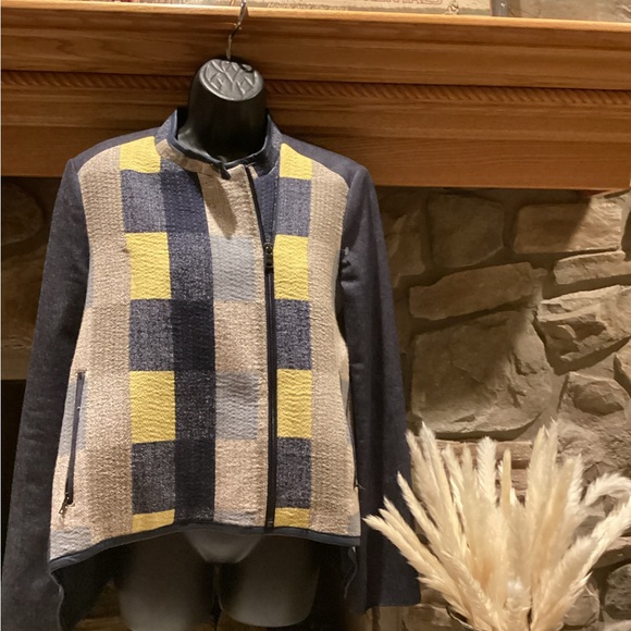 NWOT BCBG MAXAZARIA DENIM PATCHWORK JAKOB MOTO JACKET SZ. S - Picture 2 of 14